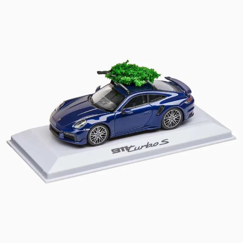 Porsche 911 Turbo S (992) 1:43 Scale Model Car - Gentian Blue Christmas