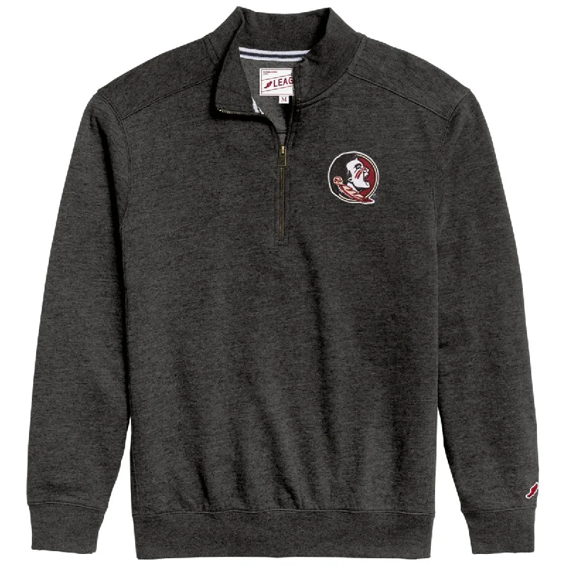 League Men's Seminole Logo Tri-blend 1/4 Zip Pullover - Onyx