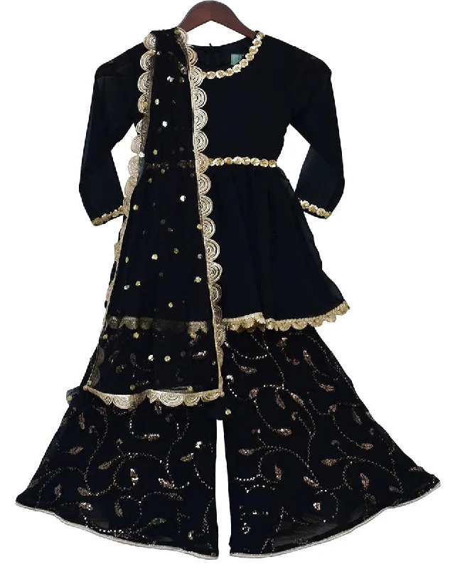 Pre-Order: Black Georgette Kurti with Sharara