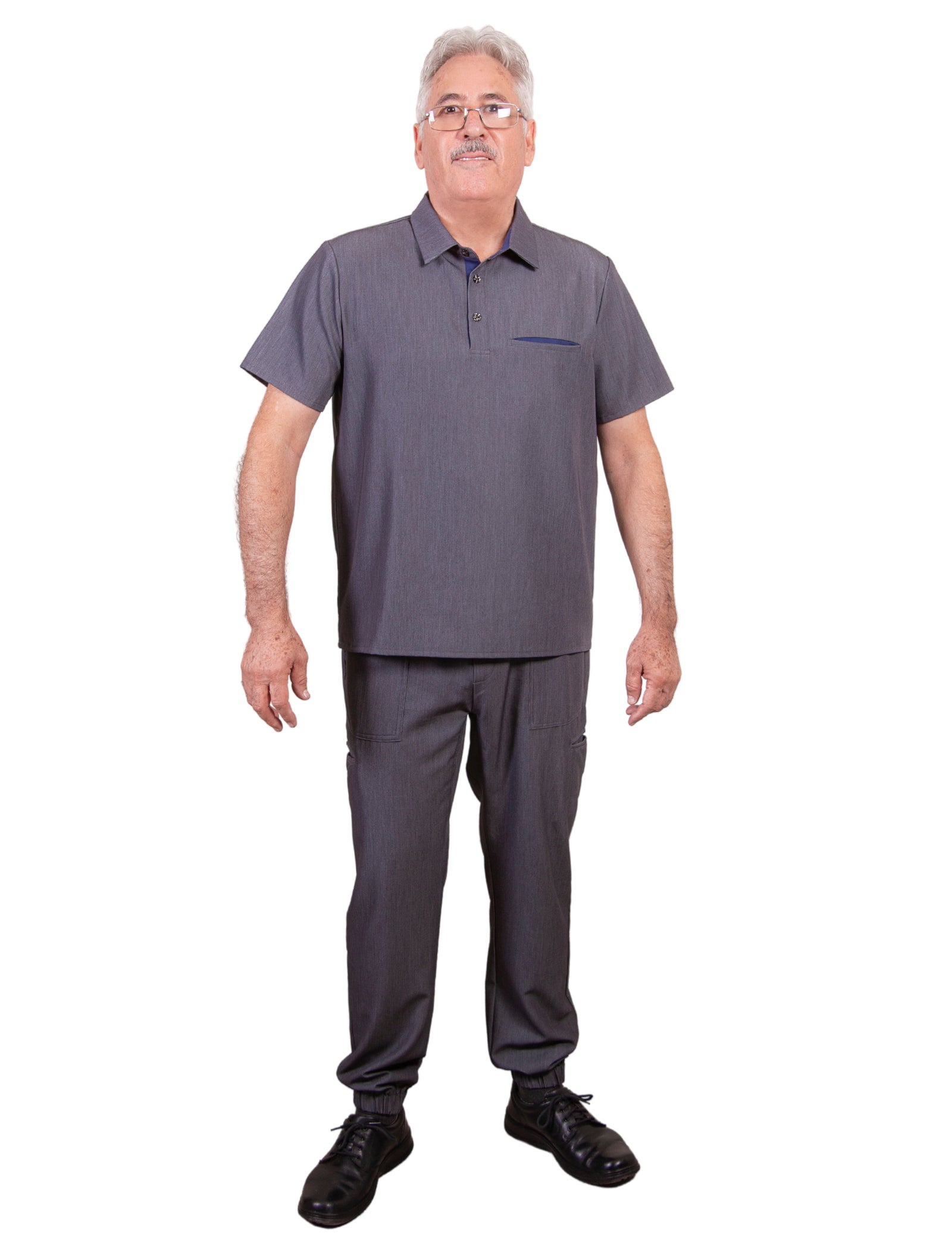 simply-scrubs Men's Medical Polo Set - Gray