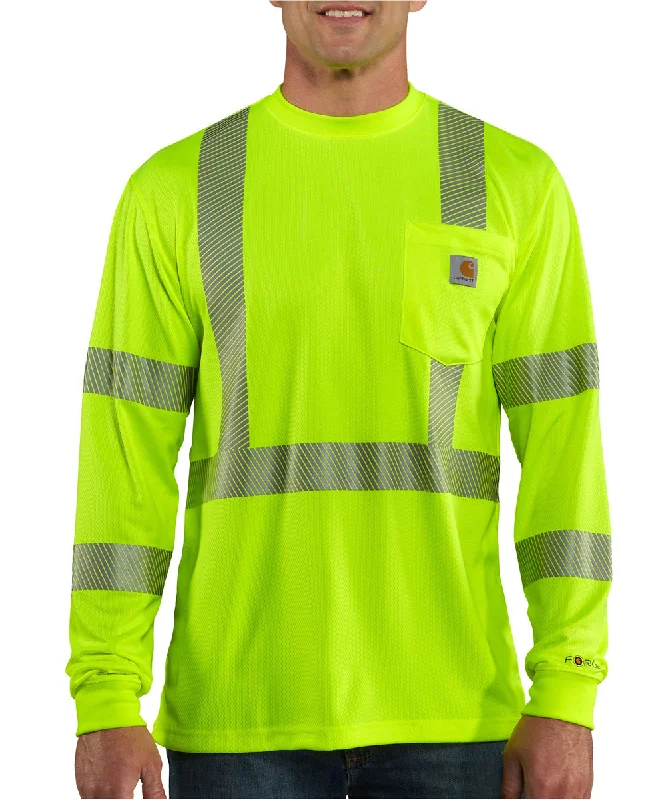 Carhartt Men’s Force High Visibility Long Sleeve Class 3 T-Shirt - Brite Lime