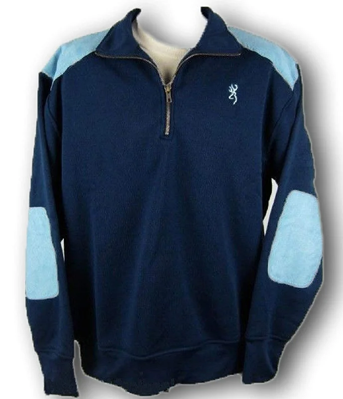 Browning Men's Buckmark Tombstone Sweater 1/4 Zip Pullover Navy, Large