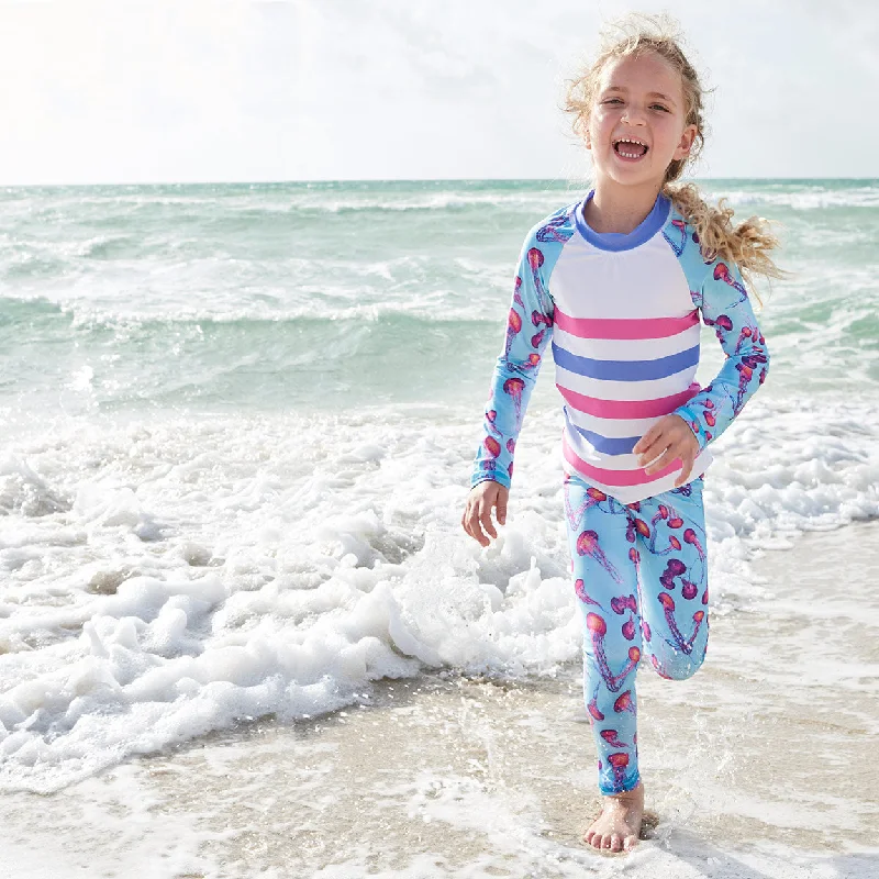 Pink Jellyfish 2pc Rash Guard Set UPF 50+ for Girls