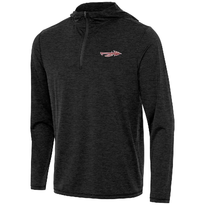 Antigua Men's Spear Logo Lightweight 1/4 Zip Hooded Pullover - Black