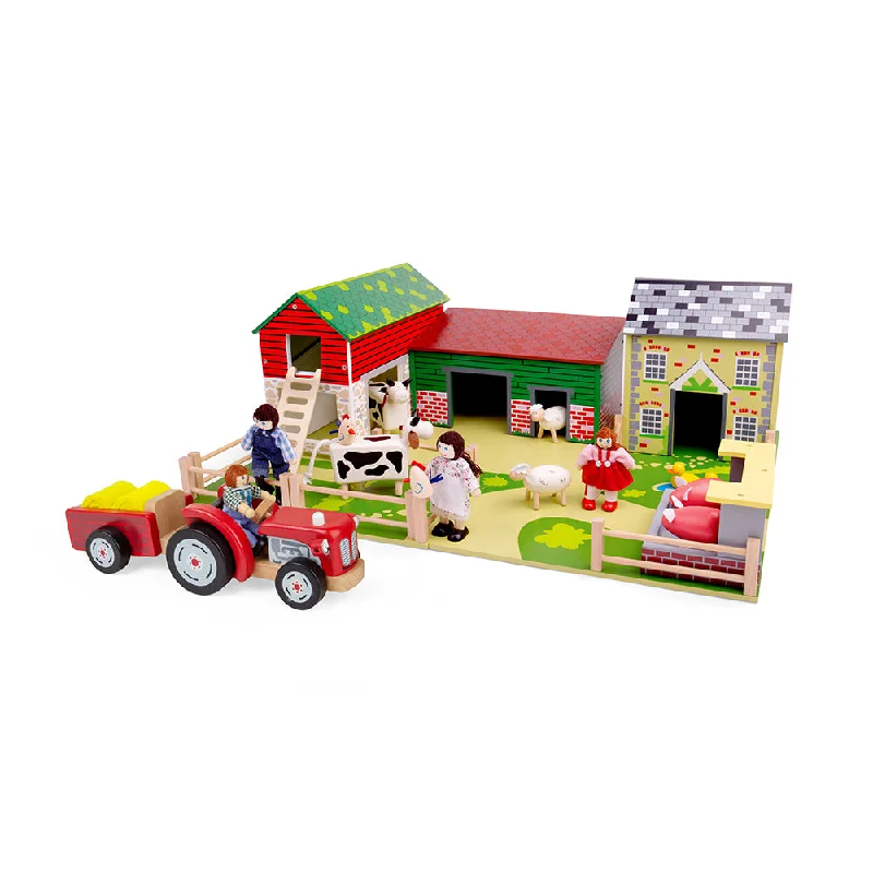 Tidlo Wooden Farm Bundle, Includes Animals, Tractor & 4 Figures