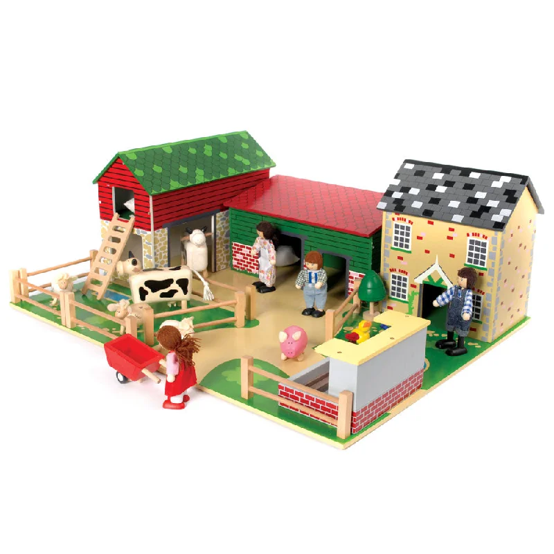 Tidlo Wooden 'the Oldfield' Farm Playset, Magnetic Roof Panels