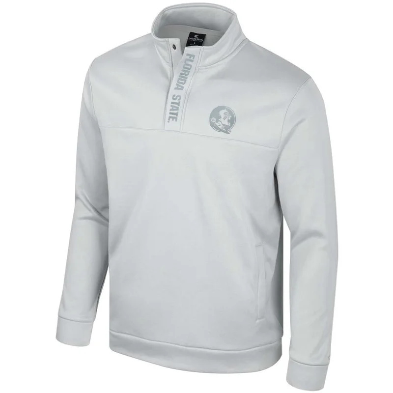 Colosseum Men's Seminole Logo/Florida State 1/4 Snap Performance Fleece - Grey