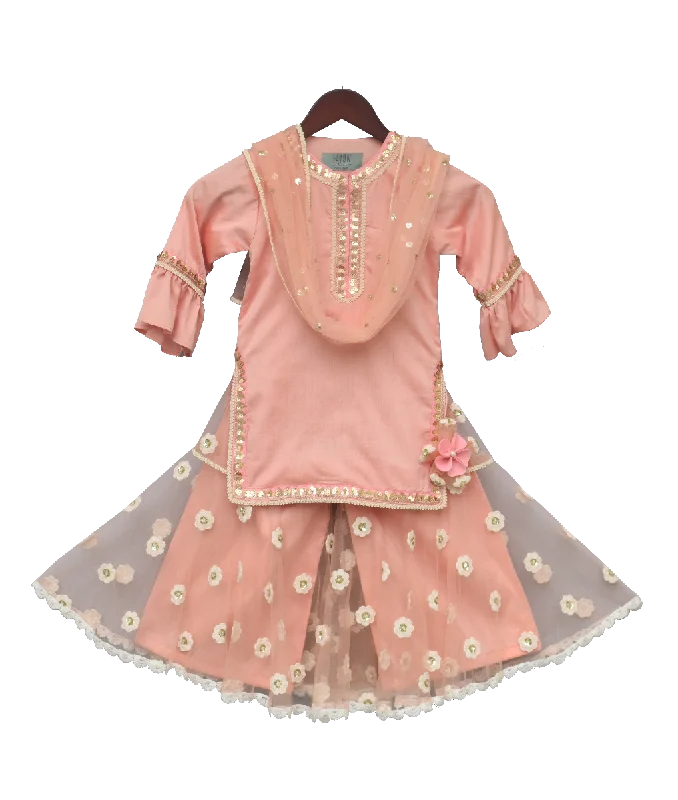 Pre-Order: Peach Kurti with Sharara