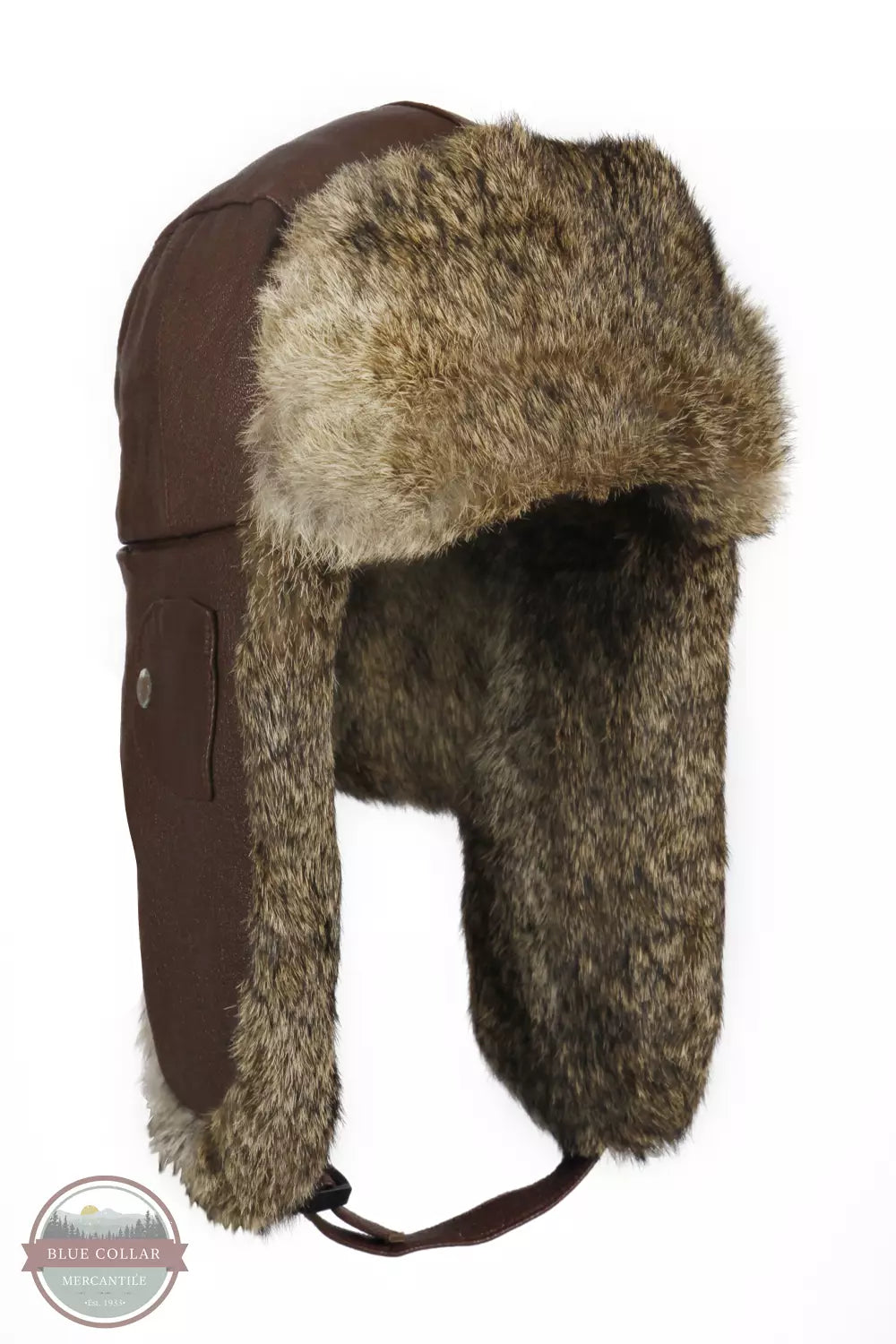 305LHICK Hickory Leather Bomber Hat with Brown Rabbit Fur