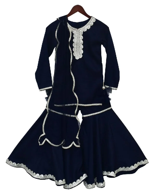 Pre-Order: Dark Blue Kurti with Sharara