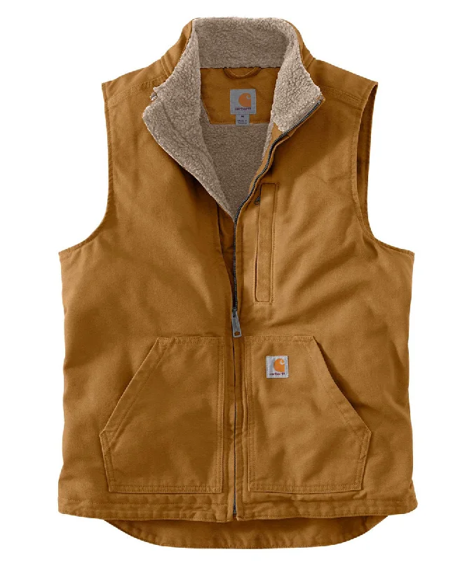 Carhartt Washed Duck Sherpa-Lined Mock Neck Vest - Carhartt Brown