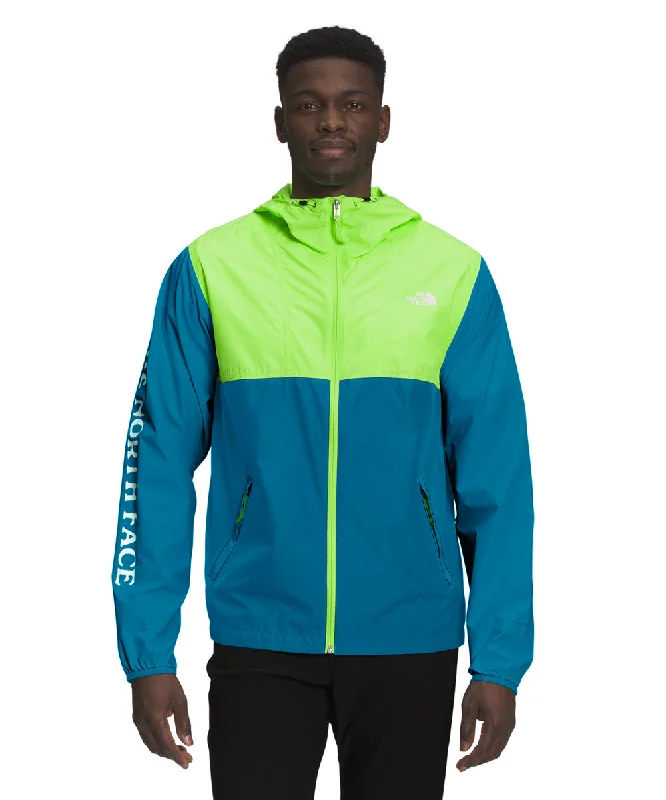 The North Face Men's Sleeve Graphic Cyclone Hoodie - Safety Green/Banff Blue