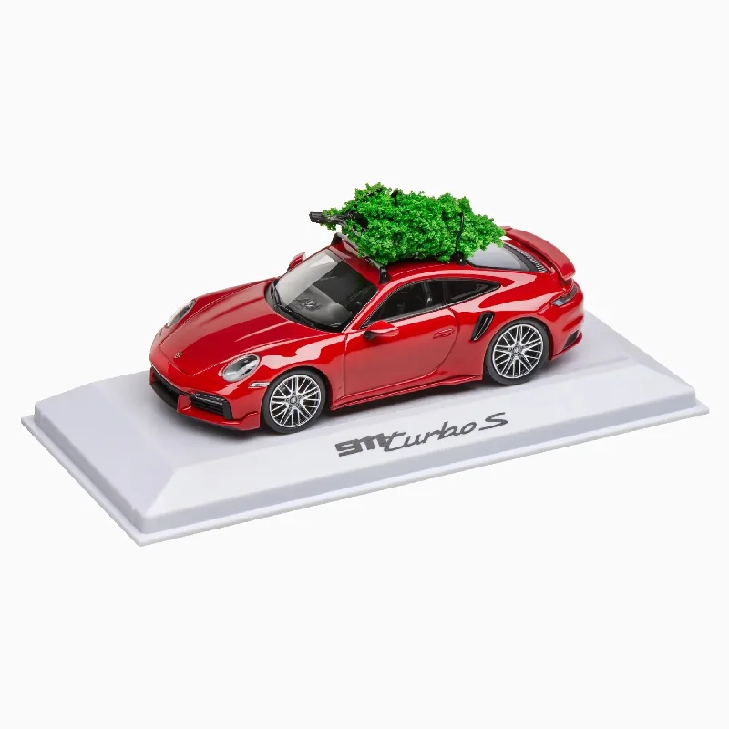 Porsche 911 Turbo S (992) 1:43 Scale Model Car - Carmine Red Christmas