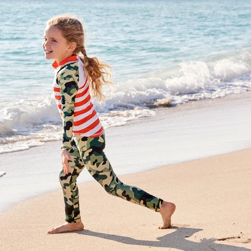 Green Camo 2pc Rash Guard Set UPF 50+ for Girls