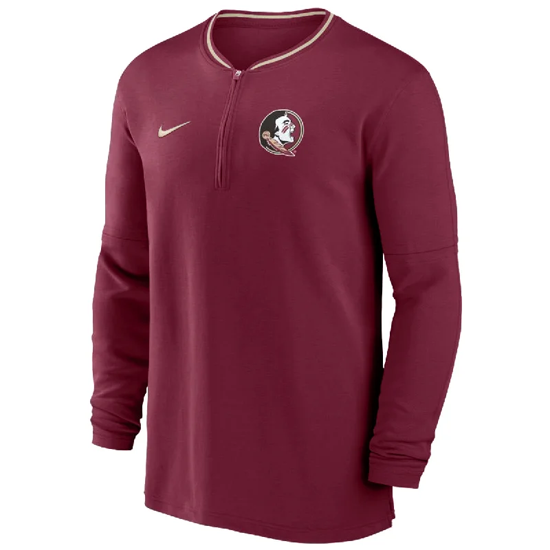 Nike Men's 2024 Seminole Logo Dri-fit Half-zip Coach's Top - Garnet