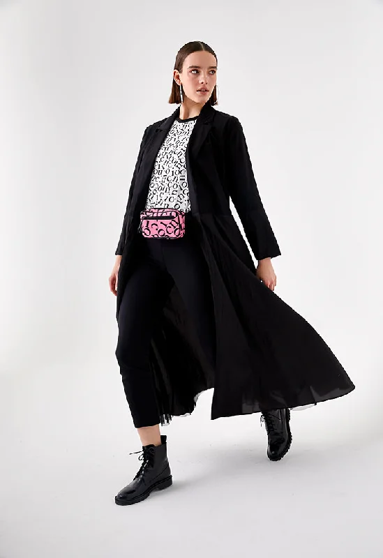 Comfortable Wear Mix Fabric Black Outerwear