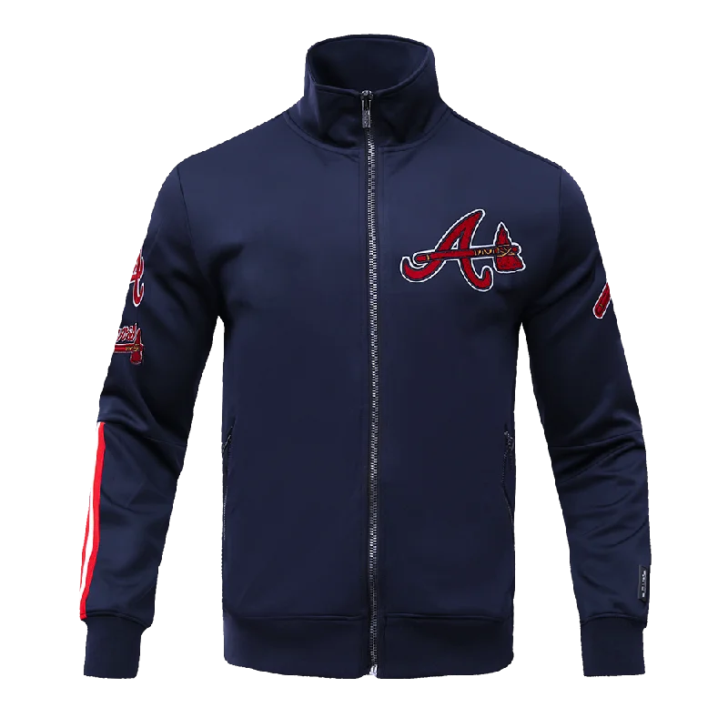 Casual Chic Wear MLB ATLANTA BRAVES CLASSIC MEN'S TRACK JACKET (MIDNIGHT NAVY)