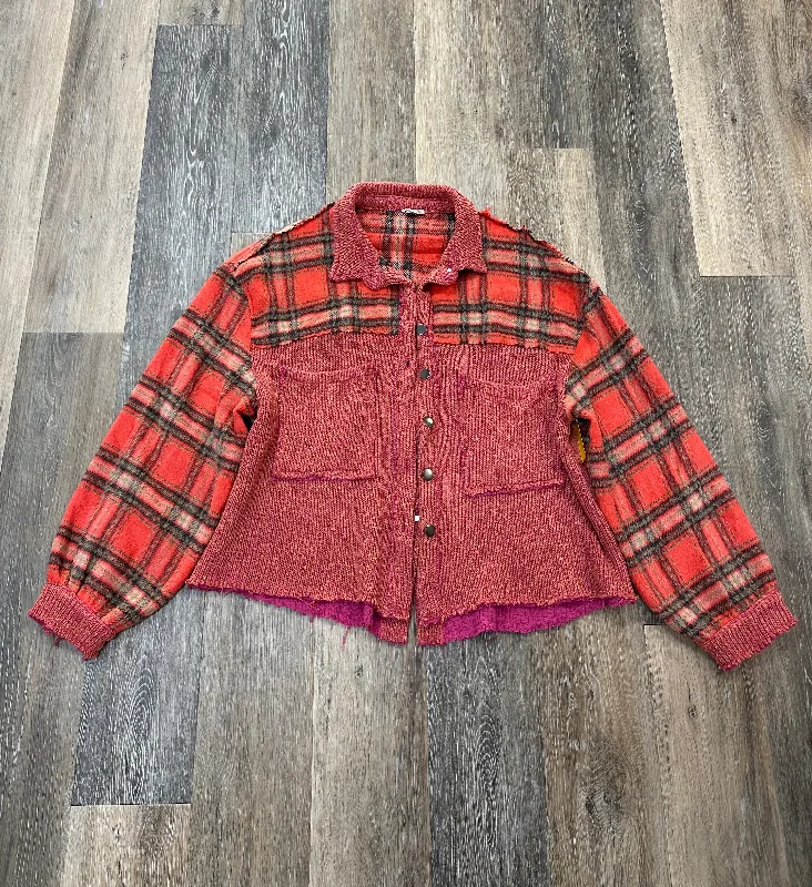 Jacket Shirt By Pol In Plaid Pattern, Size: M