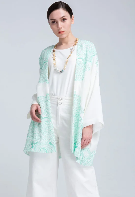 Easy Style Paisley Placement Print Kimono Jacket