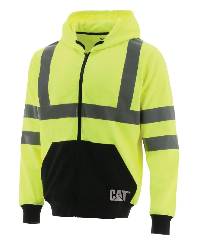 CAT Hi-Vis Full Zip Colorblock Sweatshirt - Bright Yellow