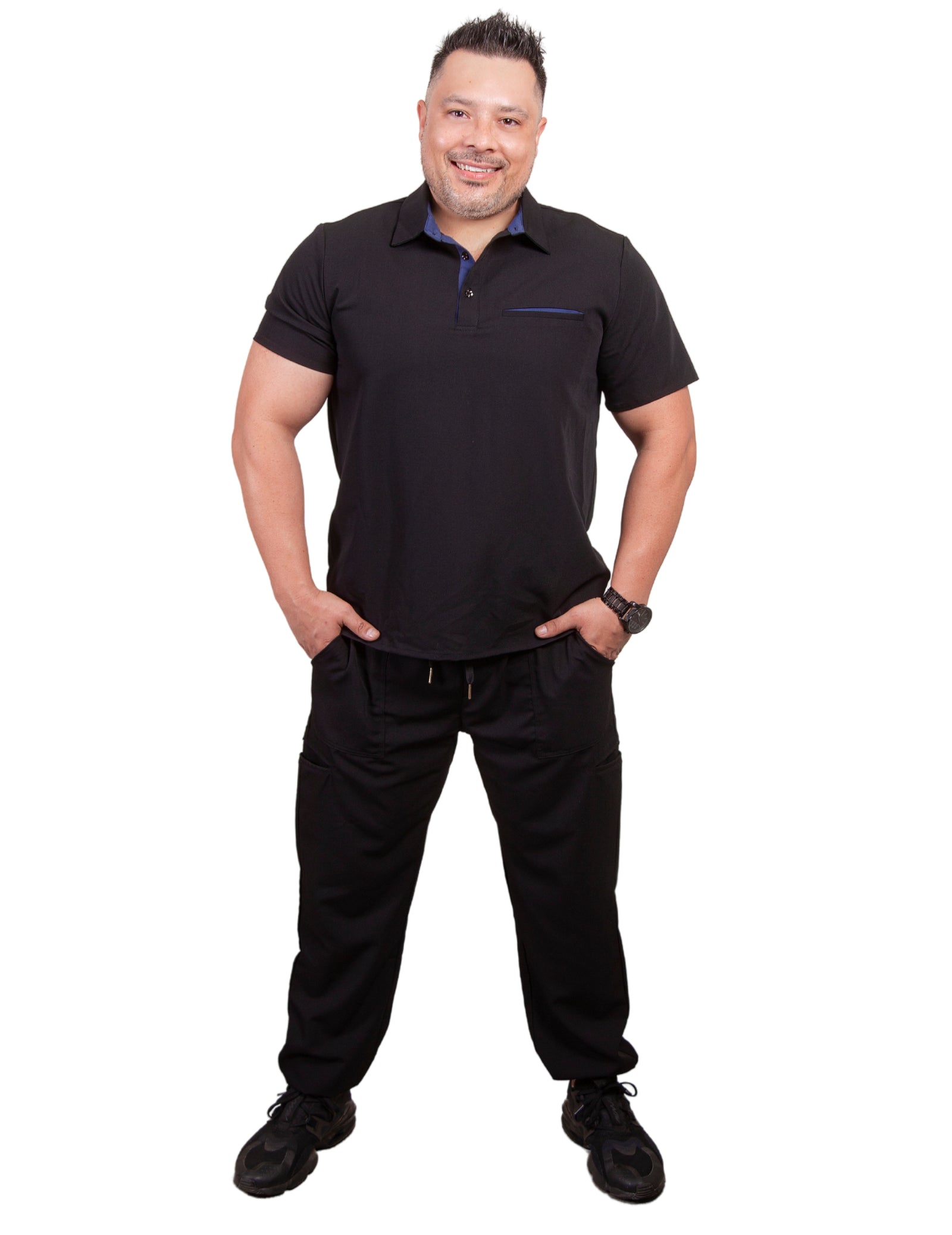 simply-scrubs Men's Medical Polo Set - Black