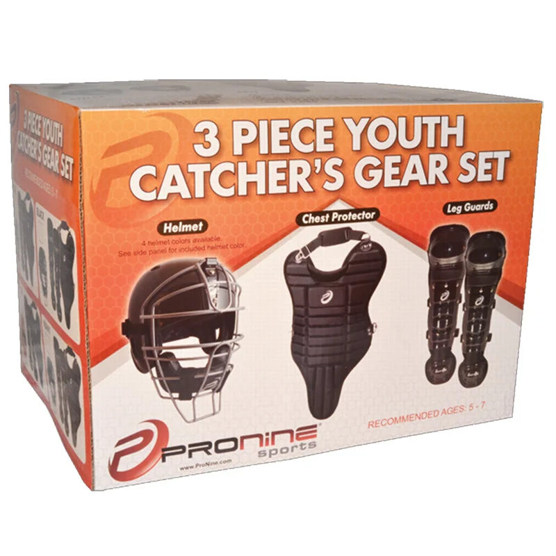 ProNine Three Piece Youth Catcher’s Gear Set (contains CH1SZ, CP11 & LG11)