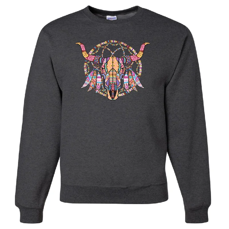 Cow Skull Mosaic Crewneck Sweatshirt