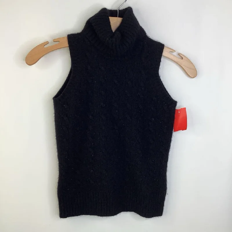 Size 12-14: Brooks Brother's Black 70% Wool/30% Cashmere Turtleneck Sweater Vest