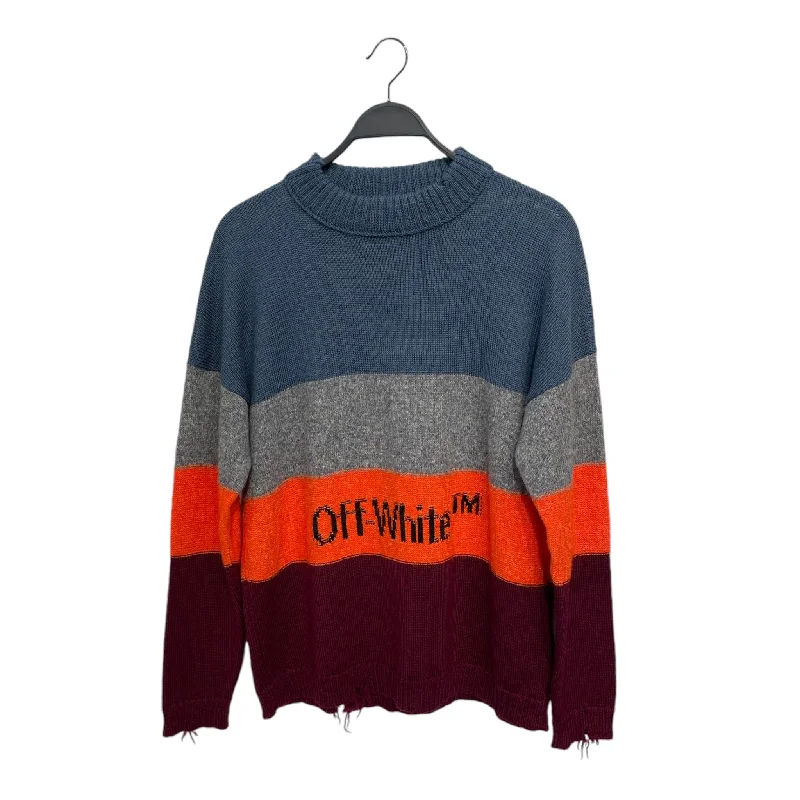 OFF-WHITE/Sweater/XS/Stripe/Wool/MLT/Red Blue Grey Sripe