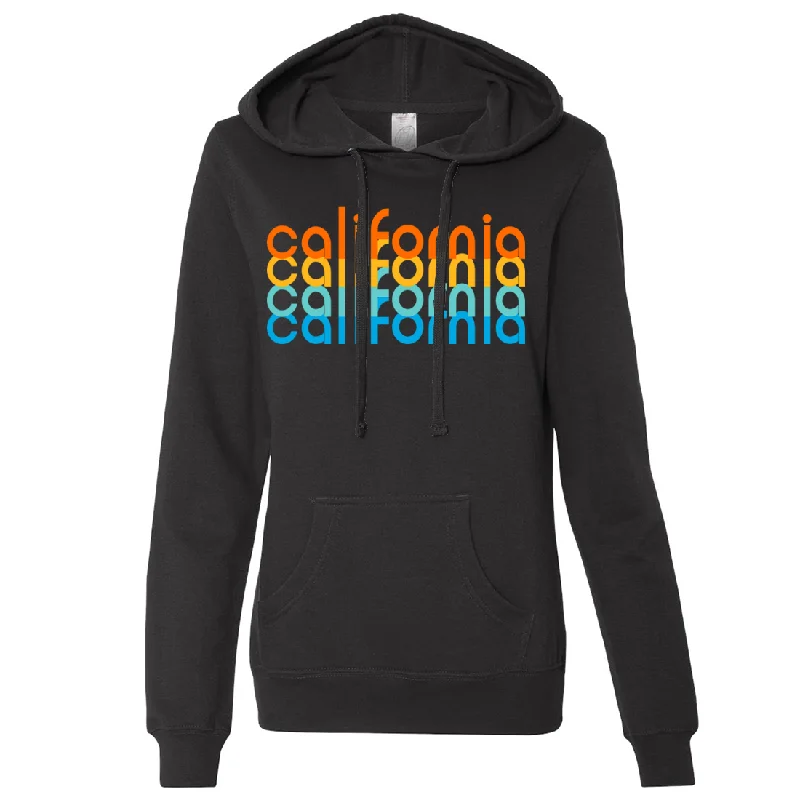 California Rainbow Stack Ladies Lightweight Fitted Hoodie