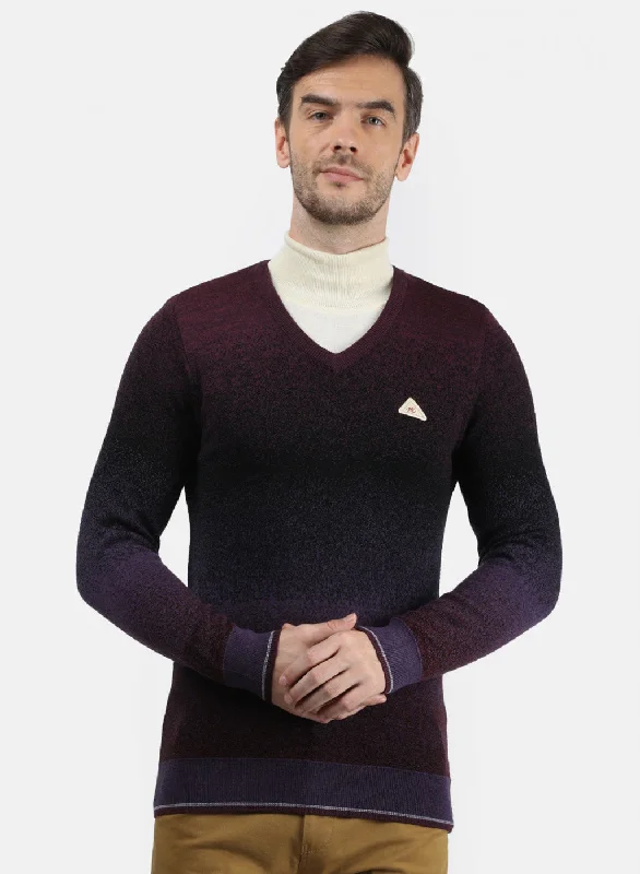 Men Purple Solid Pullover