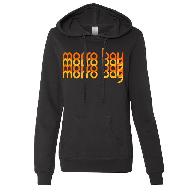 Morro Bay Sunset Stack Ladies Lightweight Fitted Hoodie