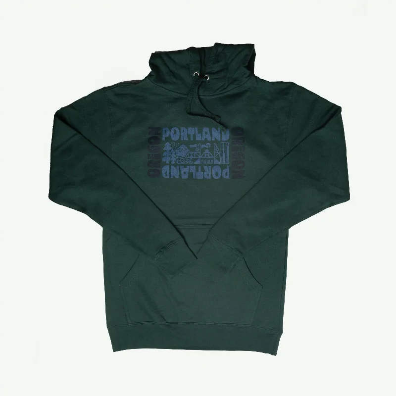 Portland OR Skyline Hoodie (Green): M