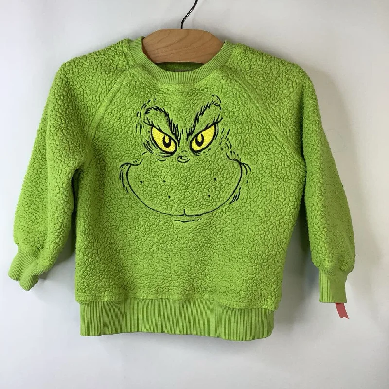 Size 3 (90): Hanna Andersson Light Green Grinch Cozy Sweater-REDUCED