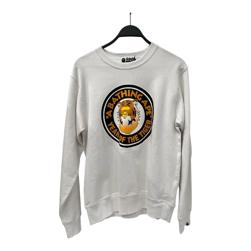 BAPE/Sweater/L/Graphic/Cotton/WHT/YEAR OF THE TIGER CREW