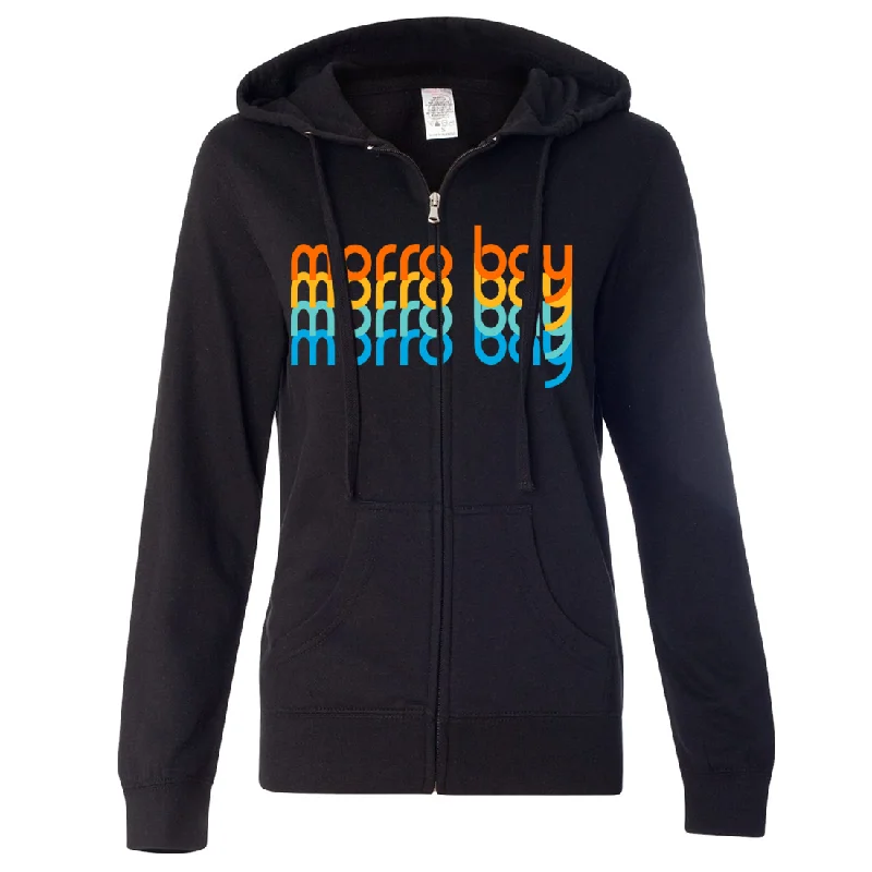 Morro Bay Stacked Ladies Lightweight Fitted Zip-Up Hoodie