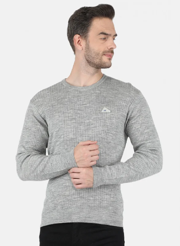 Men Grey Solid Pullover