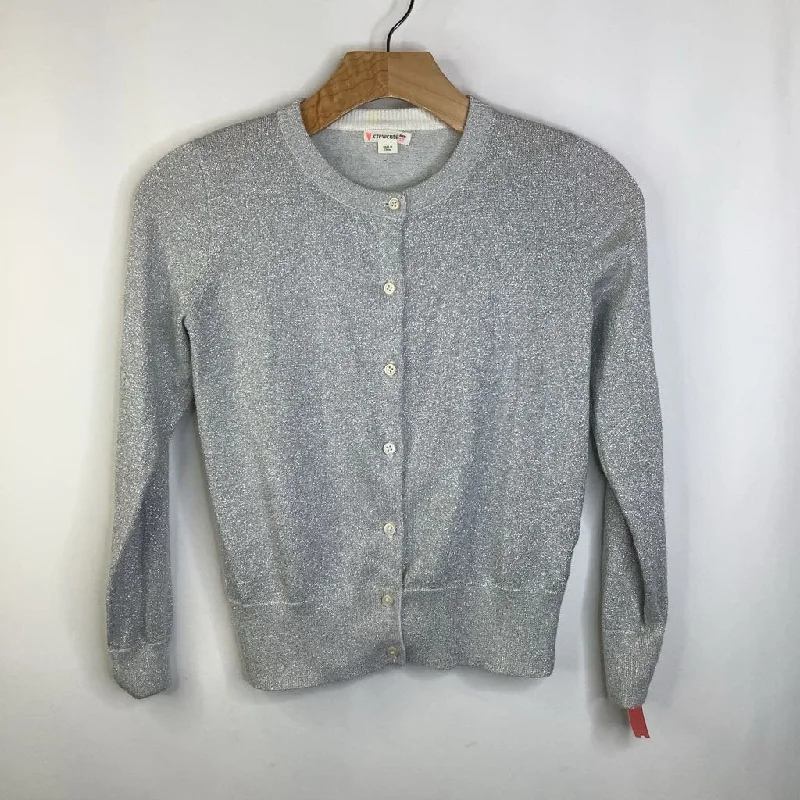 Size 12: Crewcuts Silver Sparkly Button-Up Cardigan