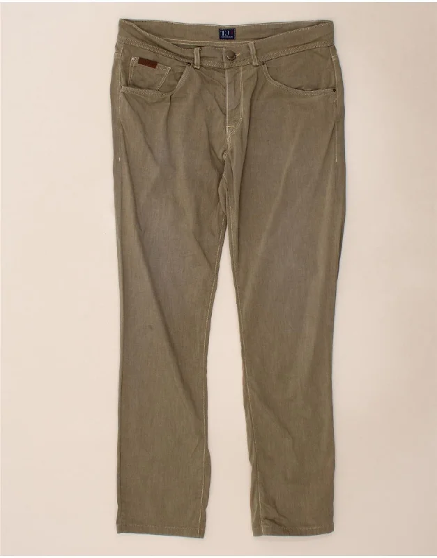 Beautiful Romance TRUSSARDI Mens Slim Casual Trousers W35 L30 Khaki Cotton