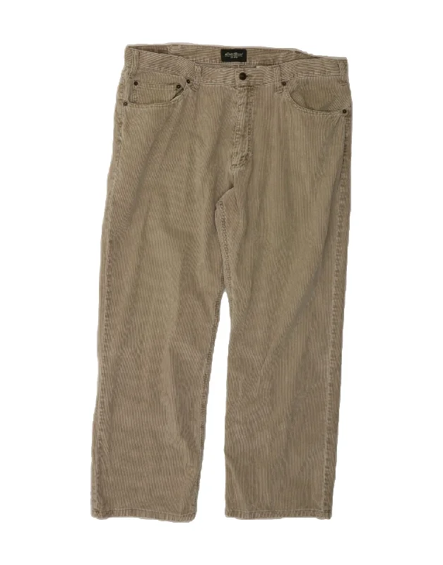Romantic Data EDDIE BAUER Mens Original Fit Straight Corduroy Trousers W40 L30 Beige