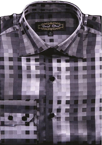 Dress Shirt Regular Fit Designer Check Pattern In Black