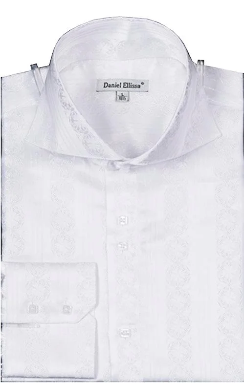 Dress Shirt Regular Fit Detailed Pattern in White