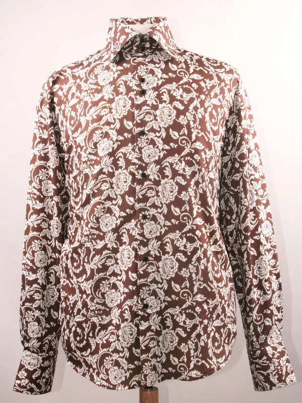 Dress Shirt Regular Fit Paisley Pattern In Brown