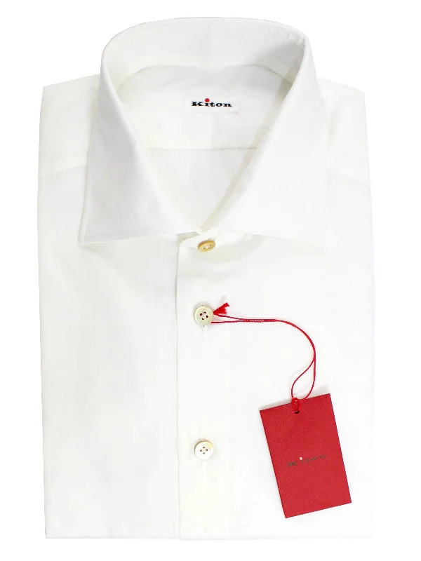 Kiton Dress Shirt White - Spread Collar 40 - 15 3/4 SALE