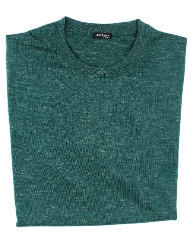 Kiton Short Sleeve Sweater Cashmere Linen Silk Green T-Shirt M / 50