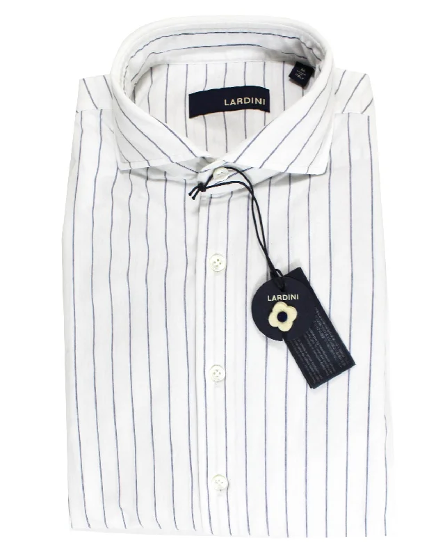 Lardini Shirt White Navy Stripes M SALE