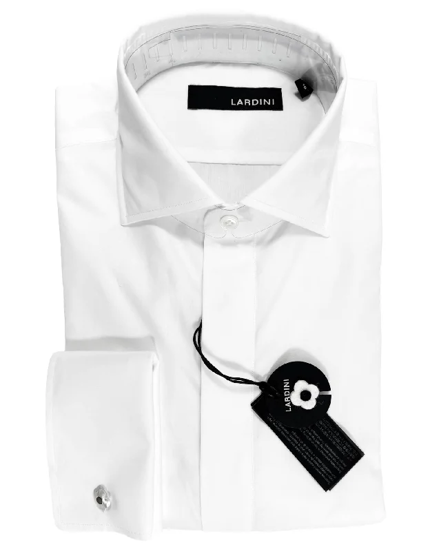 Lardini Tuxedo Shirt White French Cuffs 40 - 15 3/4