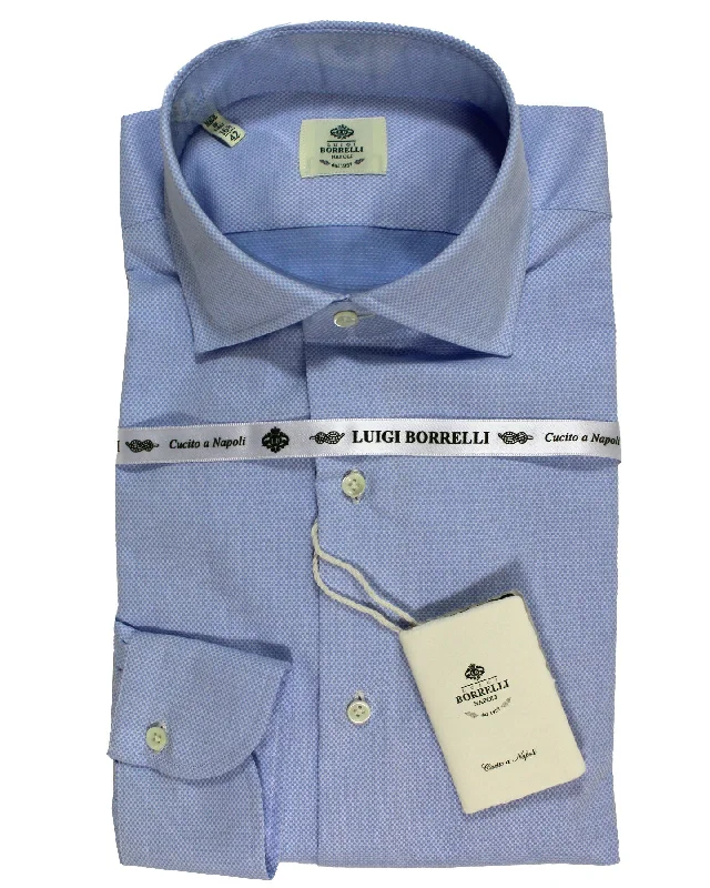 Luigi Borrelli Dress Shirt Blue Pattern 40 - 15 3/4