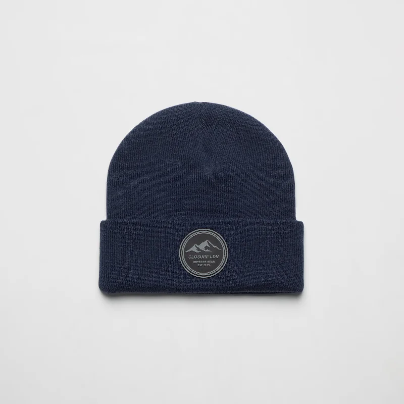 Outdoor Circle Badge Beanie | Navy