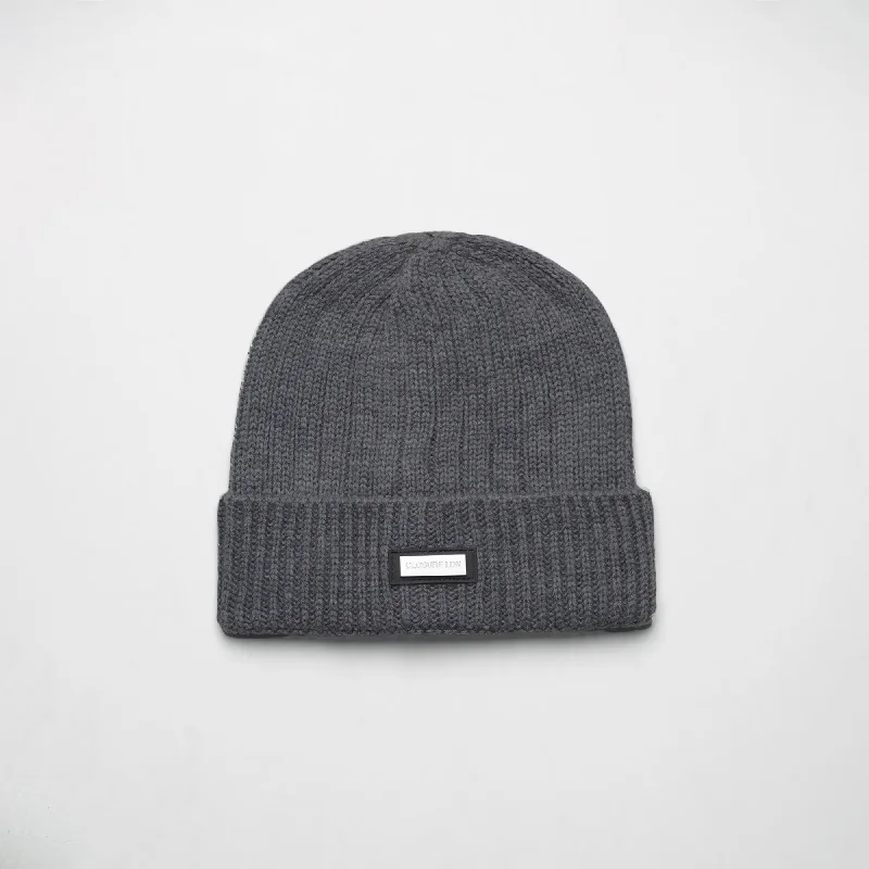 Smart Metal Badge Beanie | Charcoal